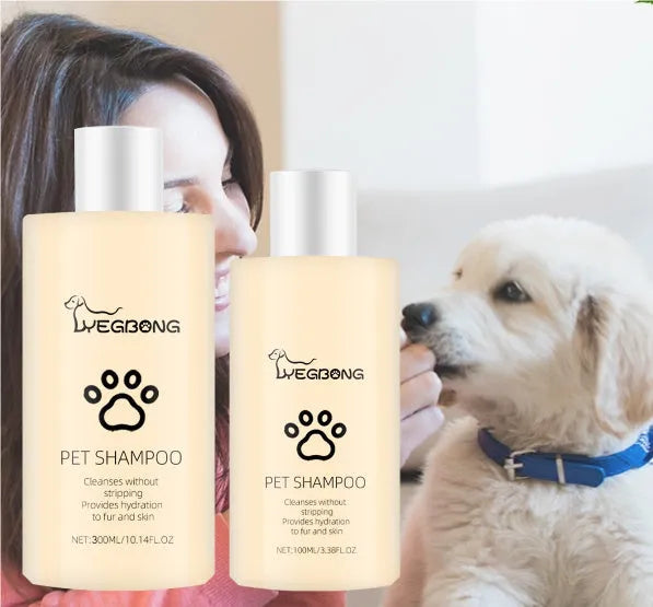Pet shampoo for dogs providing a mild and clean wash with a cat and dog hair soft and unknotted formula in 100ml and 300ml bottle sizes