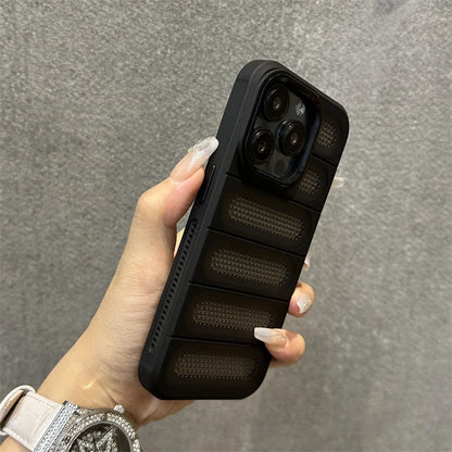 Breathable mesh case for ApplePhone with matte finish and cooling metal lens ring