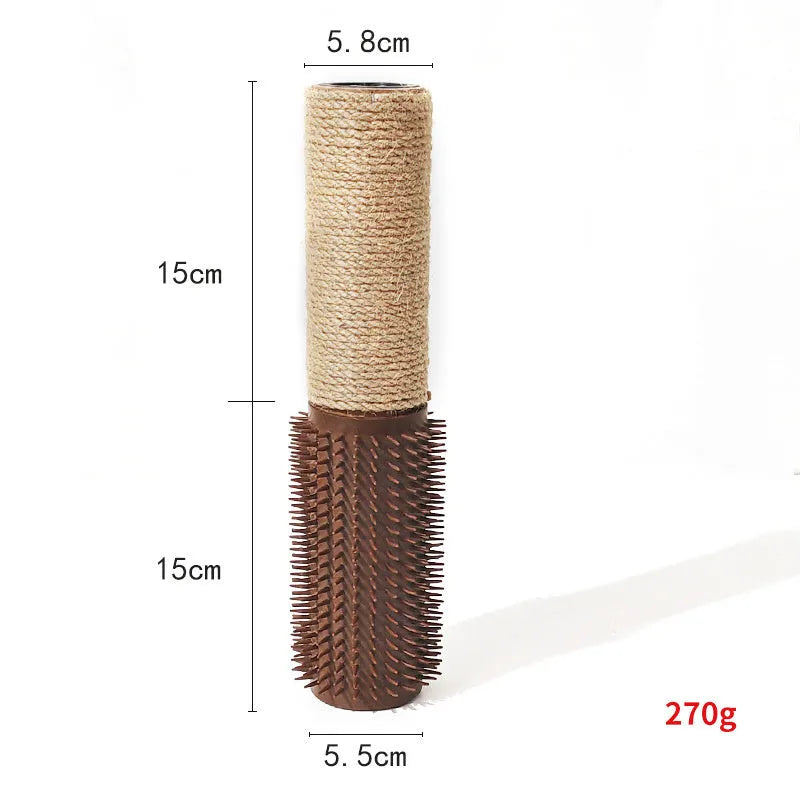 A brown sisal scratching post for cats, 30cm tall with a square base.