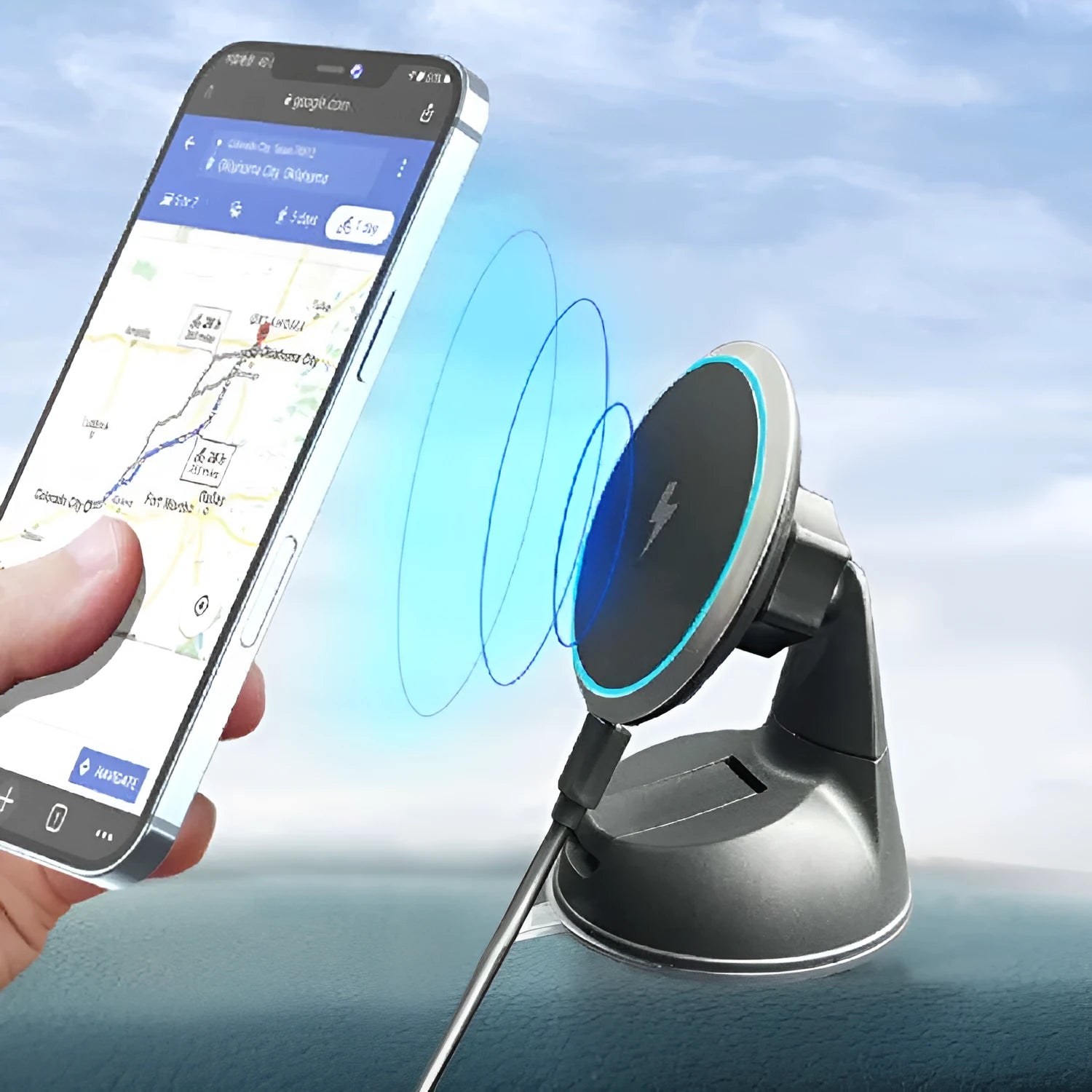 15W magnetic car wireless charger mounted on car air vent