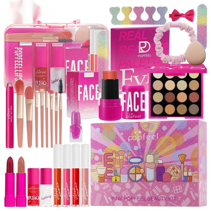 Beginner makeup set with pumpkin-orange products for punk and national fashion styles