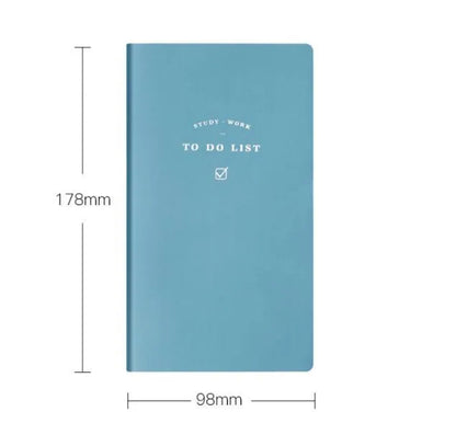 Simple Style A6 todo list notebook in blue, green, pink, or yellow with PU cover and 96 pages.