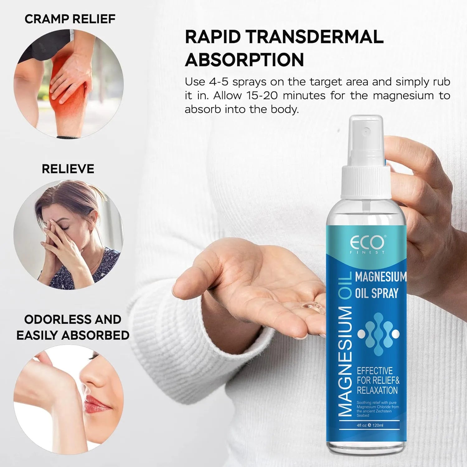 120ml magnesium oil spray bottle labelled as a pure dew toner for body and skin.