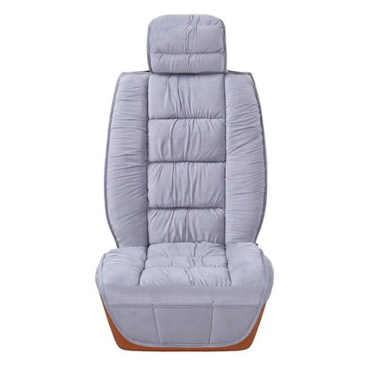 Winter short plush car seat cushion set in grey with wool cotton filler for cold weather driving