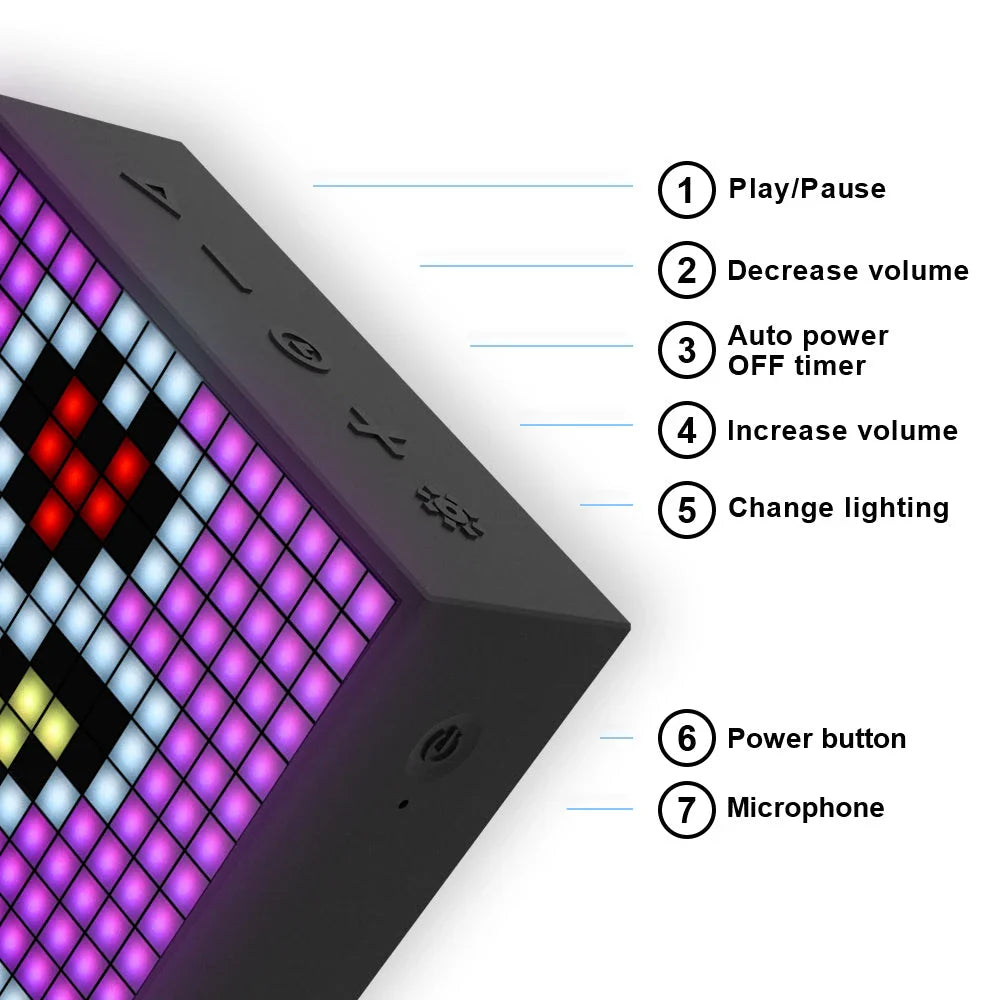 Bluetooth portable speaker with clock alarm and programmable LED display