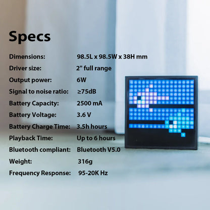 Bluetooth portable speaker with clock alarm and programmable LED display