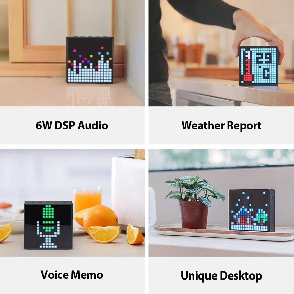 Bluetooth portable speaker with clock alarm and programmable LED display