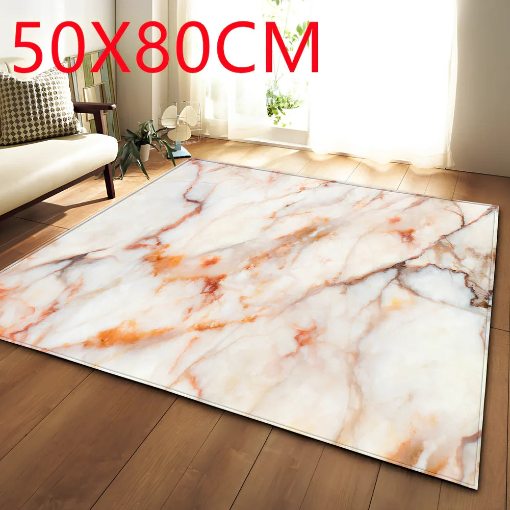 Polyester marble pattern carpet in 121.9x160cm and 50x80cm sizes for floor protection