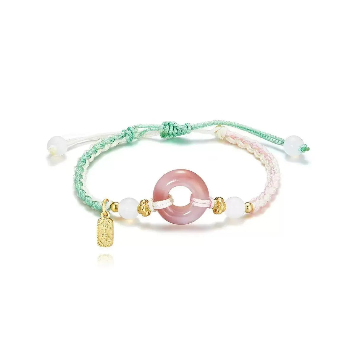 DIY woven watch band with peach blossom peace buckle in mixed materials