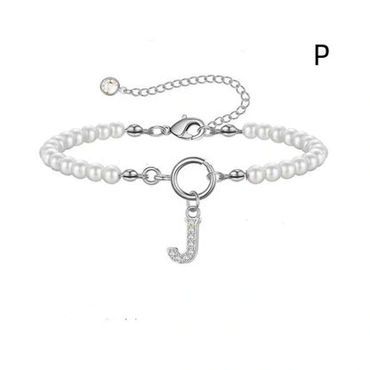 2024 Fashion Toggle Clasp Initial Bracelet with 6mm Pearl