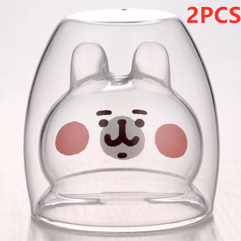 3D double-layer panda cup with skull design for wine, featuring inner Christmas tree pattern