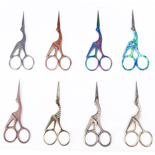 Elegant crane-shaped embroidery scissors crafted from premium stainless steel for precise, effortless cutting