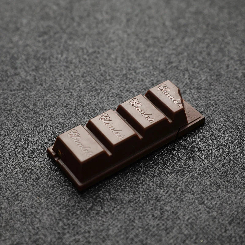 Chocolate-shaped butane torch lighter for cigarettes and cigars, compact and refillable