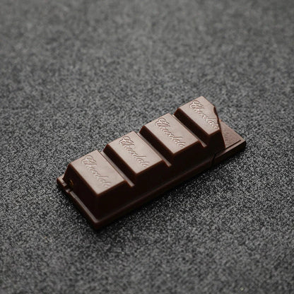 Chocolate-shaped butane torch lighter for cigarettes and cigars, compact and refillable