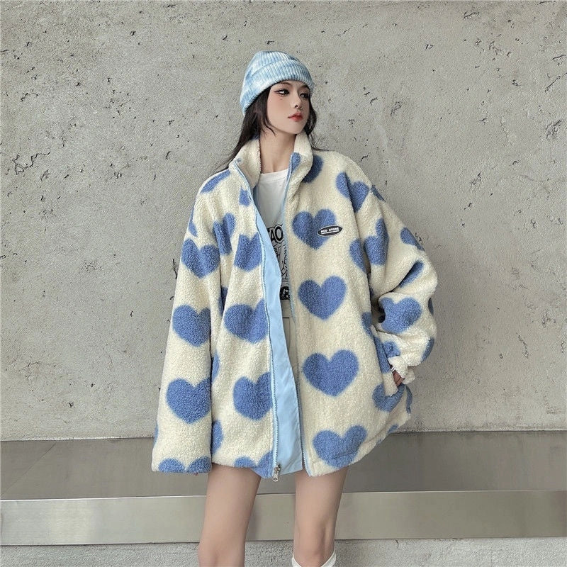 Love Lamb reversible fleece-lined cotton padded coat in black, pink, and sky blue colours