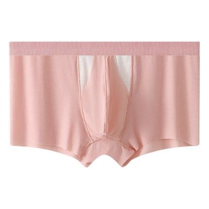 Ice silk underwear shorts with double-layer hole bag construction for dry wet separation