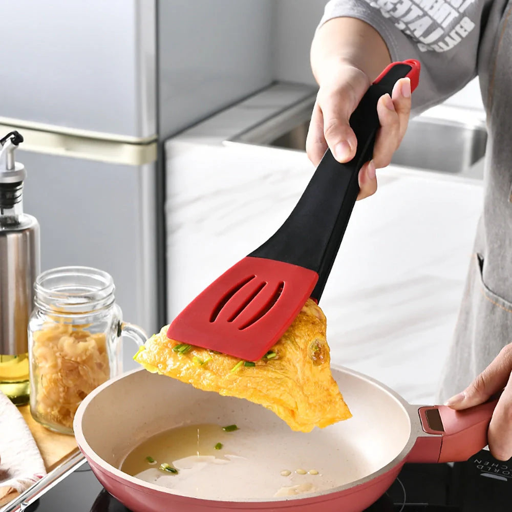3-in-1 silicone food clip spatula for frying steak and pancakes