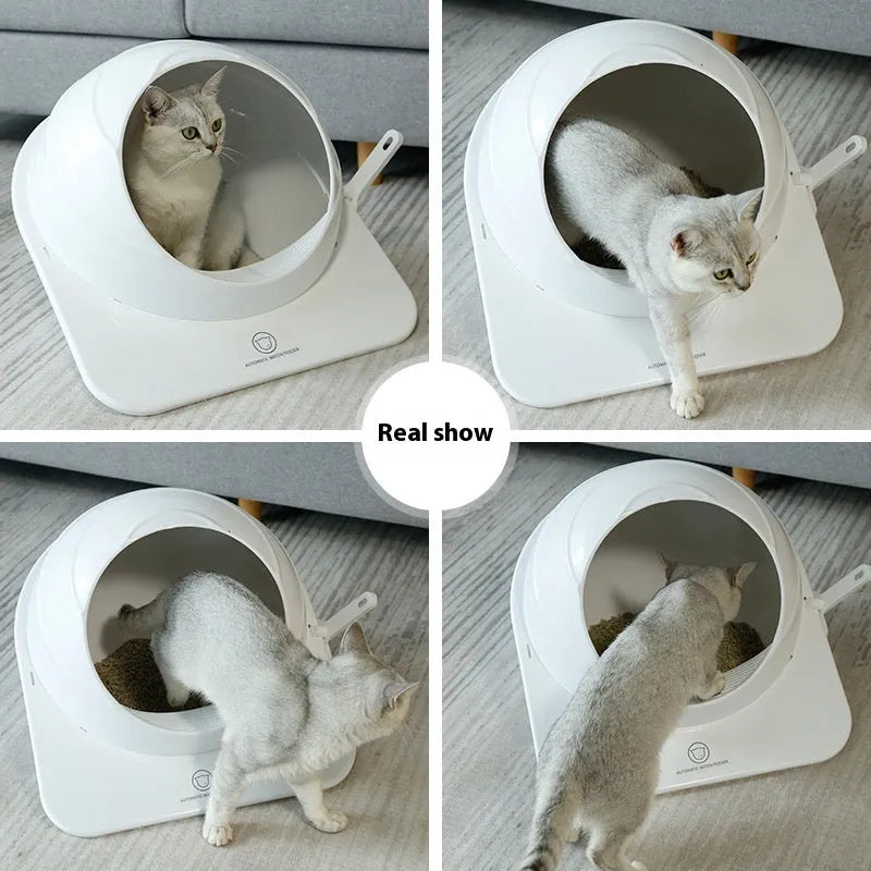 Large fully enclosed cat litter box in Ariston colour with curved entrance.