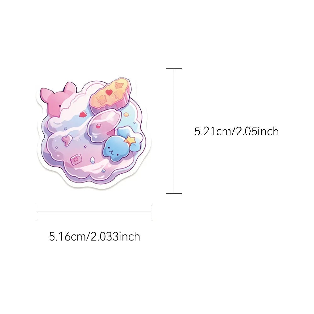 Candy small items waterproof stickers in fresh colours, 4-7cm size, for hand account and written decoration