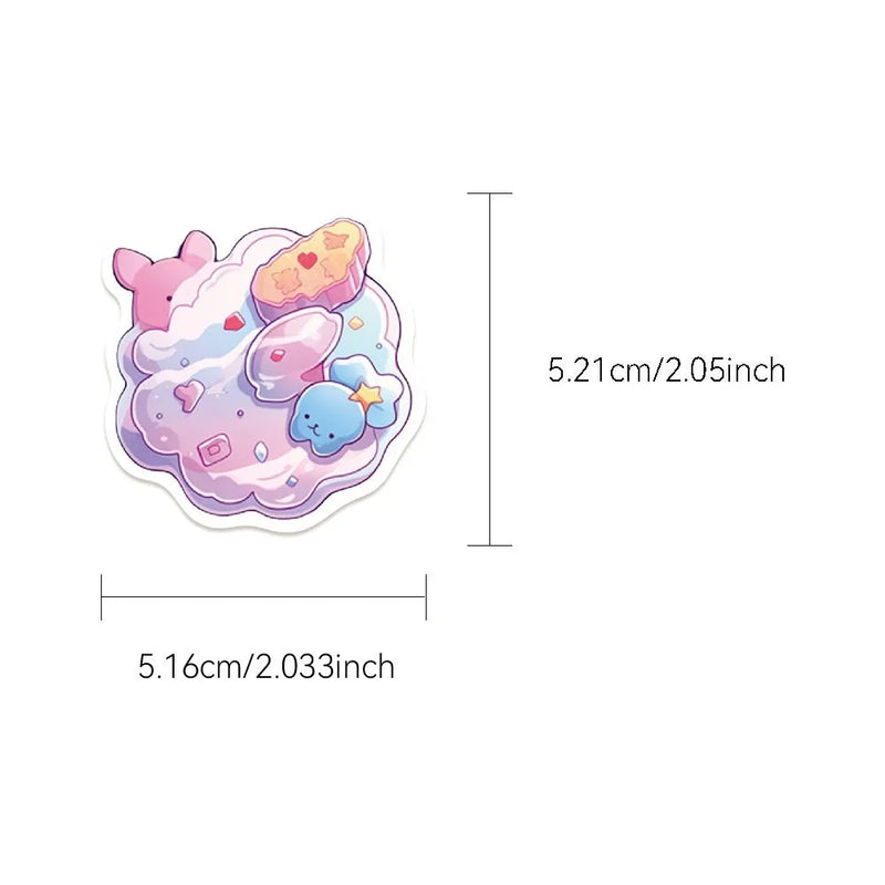 Cute Candy Small Items Decorative Waterproof Stickers: 50 sheets of 4-7cm printed stickers for hand account and written decoration, featuring fresh candy designs in a cute style.