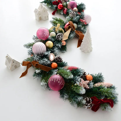 135cm European Style rattan Christmas wall hanging decoration in golden red, leaf golden, or rose pink colour variations