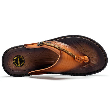 Men's herringbone pattern outdoor slippers in dark blue and khaki colours
