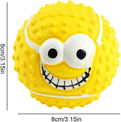 Colourful latex dog balls with smiley faces, suitable for small dogs and cats