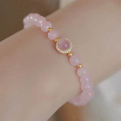 Aquamarine crystal bracelet with pink blue colour and geometric design elements