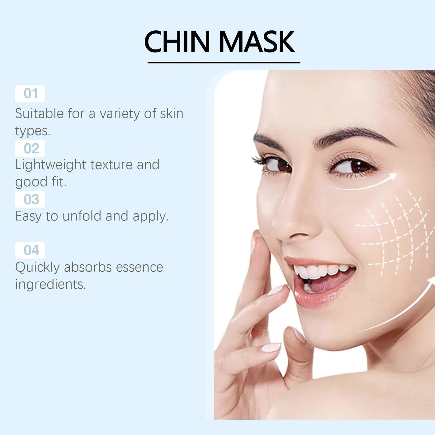 White packaged single-use firming lifting facial mask with hyaluronic acid and collagen
