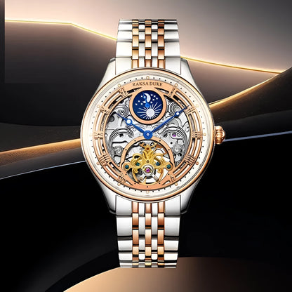 Men's business waterproof watch with stainless steel strap in multiple colour options including rose gold and white steel variants
