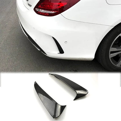 Rear wind blade ABS bumper sticker in piano black or carbon fibre pattern, 250 measurement, one set