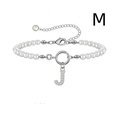 2024 Fashion Toggle Clasp Initial Bracelet with 6mm Pearl