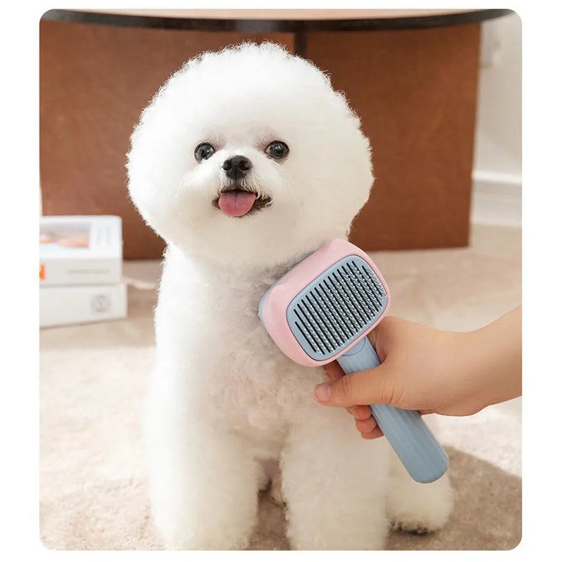 Pet grooming brush dog deshedding brush for large dogs, double-sided dematting comb and de-shedding tool suitable for cats with long hair and small dog breeds, blue or green colour option, 195x86x58mm size