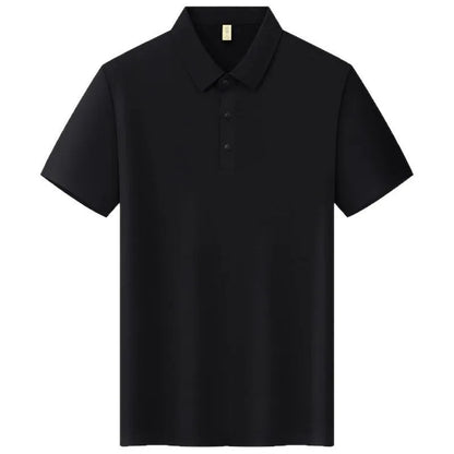 Men's slim fit seamless lapel T-shirt in solid colours with short sleeves