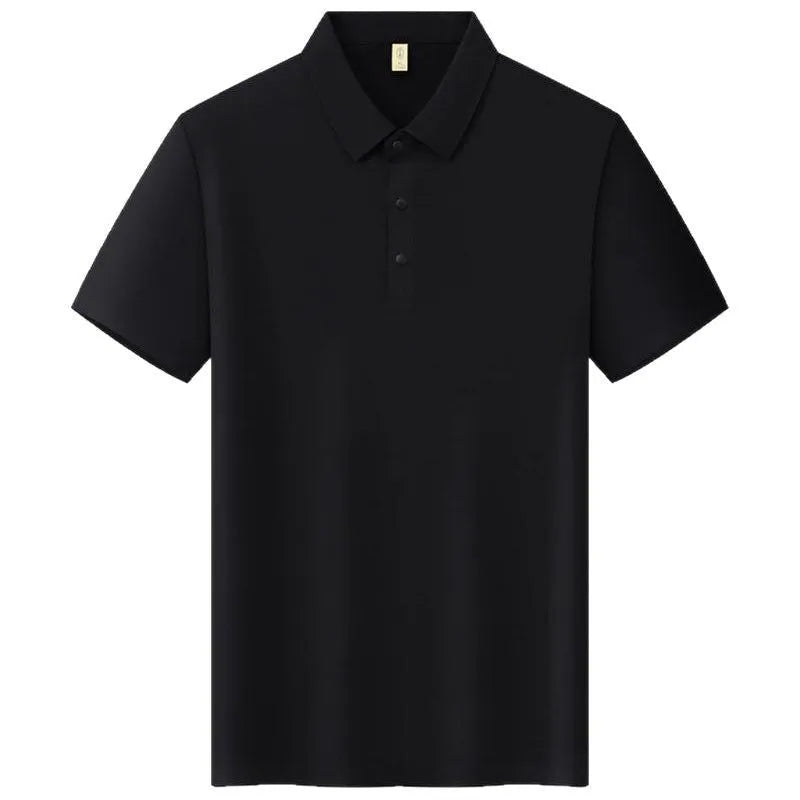 Men's slim fit short sleeve T-shirt with seamless lapel in acrylic-nylon blend, solid colour options in multiple slim fit sizing including S M L XL XXL 3XL 4XL for daily wear and teenage styling