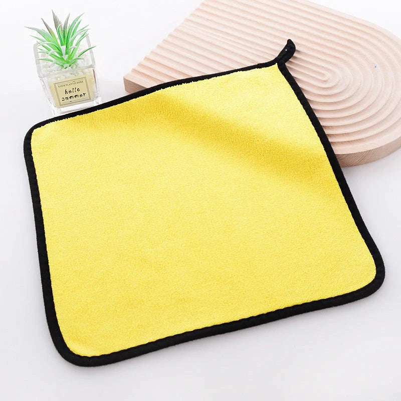Sunny yellow coral velvet microfiber towel, 30cm by 40cm, for quick drying and sensitive skin care