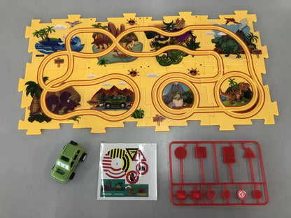 DIY Electric Railroad Speeder Toy with puzzle tracks and automatic car