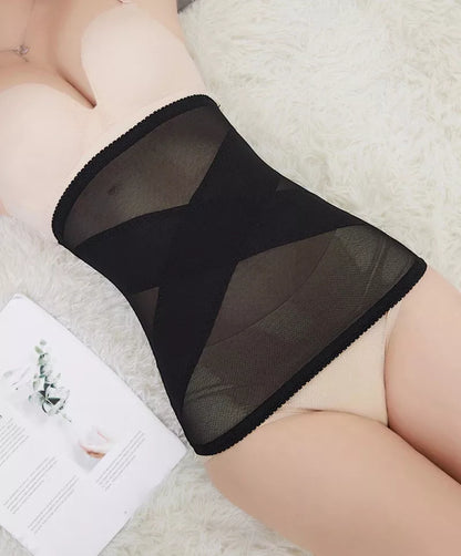 Women's waist trainer corset in black and skin colour for tummy control and posture support