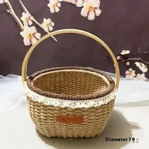 Hand-woven hemp rope basket in coffee brown, 19cm by 12cm, made from natural straw with rustic design
