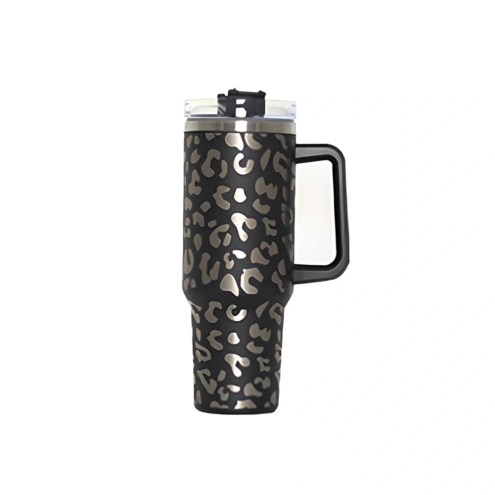 304 stainless steel vacuum cup with double-wall insulation showing 40oz capacity and 26cm height dimensions