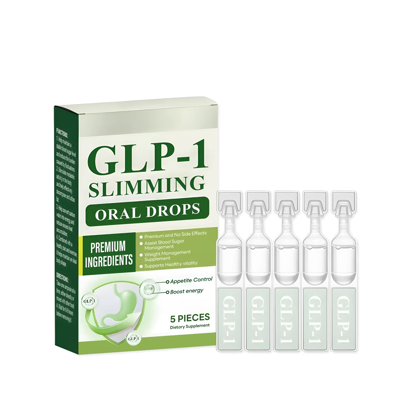 Vitality Slimming Drops dietary supplement in a 5-piece pack