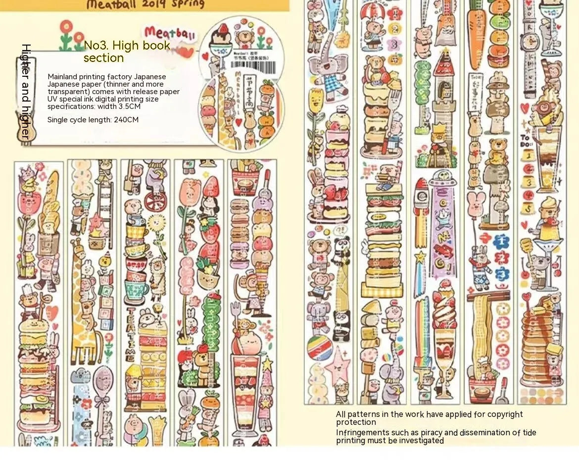 Haemorrhoid tape packaging stickers with cartoon characters, 42 styles, Japanese paper, 5 cm size