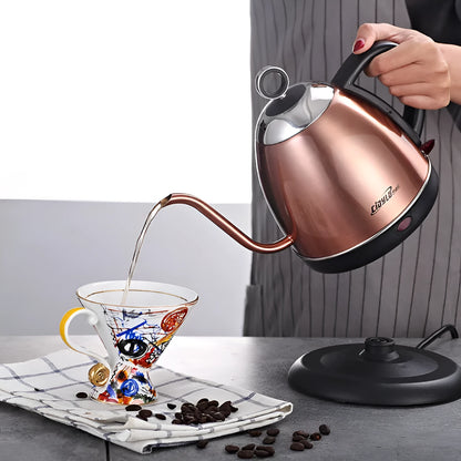 Full-automatic constant temperature mute kettle in gold colour with stainless steel construction and touch controls