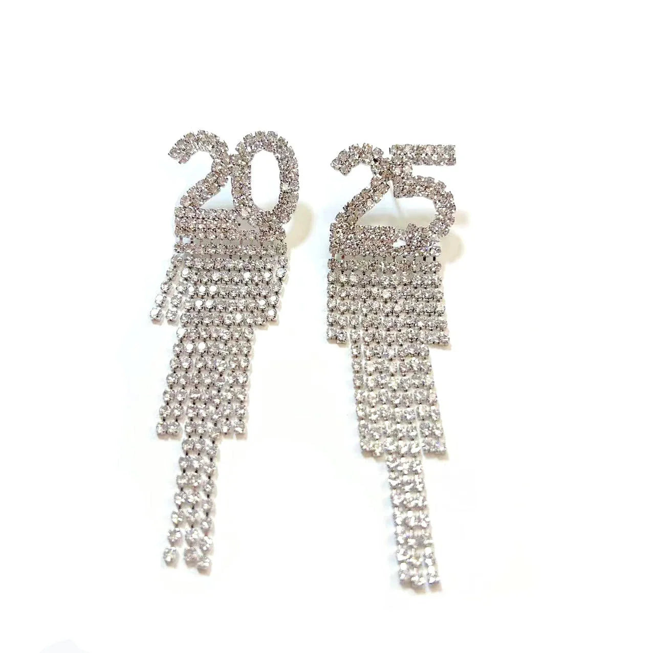 Rhinestone letter earrings in gold, white, and black colors with a unique digital design and sparkling rhinestone embellishments