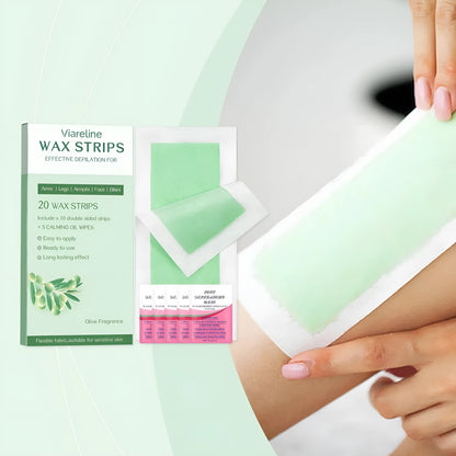 Hair removal wax stickers kit with 20 pre-waxed strips and 5 wet wipes for facial and body hair removal