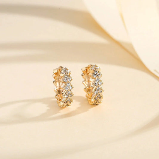 Elegant copper-plated gold zircon earrings with a touch of British style