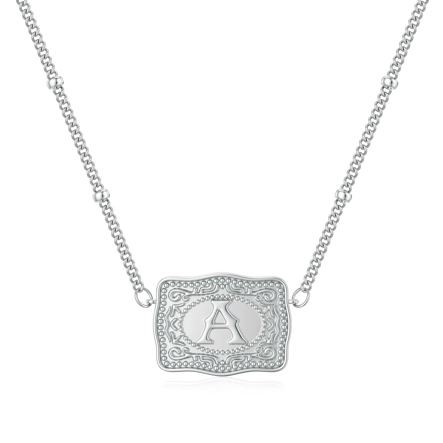 Personalised copper letter necklace with gold or white K electroplated finish, showing a single alphabet pendant.