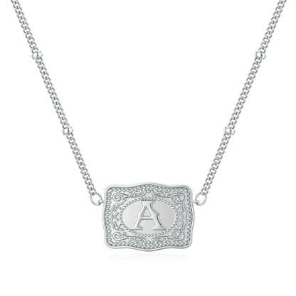 Personalised copper letter necklace with gold or white K electroplated finish, showing a single alphabet pendant.