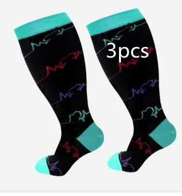 Premium plus size compression socks with breathable bamboo fibers, innovative compression technology, and stylish designs for active lifestyles