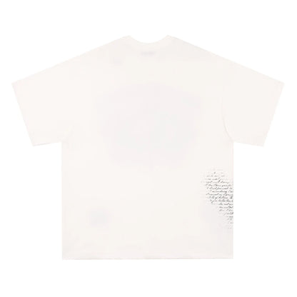 Black and white pure cotton t-shirt with retro hip hop gothic letter pattern